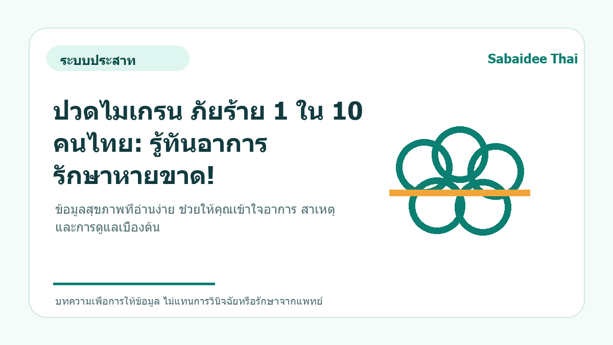 ปวดไมเกรน ภัยร้าย 1 ใน 10 คนไทย: รู้ทันอาการ รักษาหายขาด!